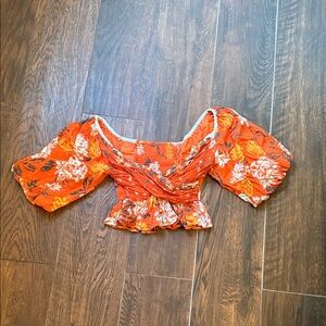 Free People Floral Orange Women's Top